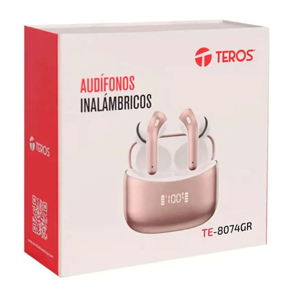 Audífonos TEROS TE-8074GR TWS - Rosa Dorado