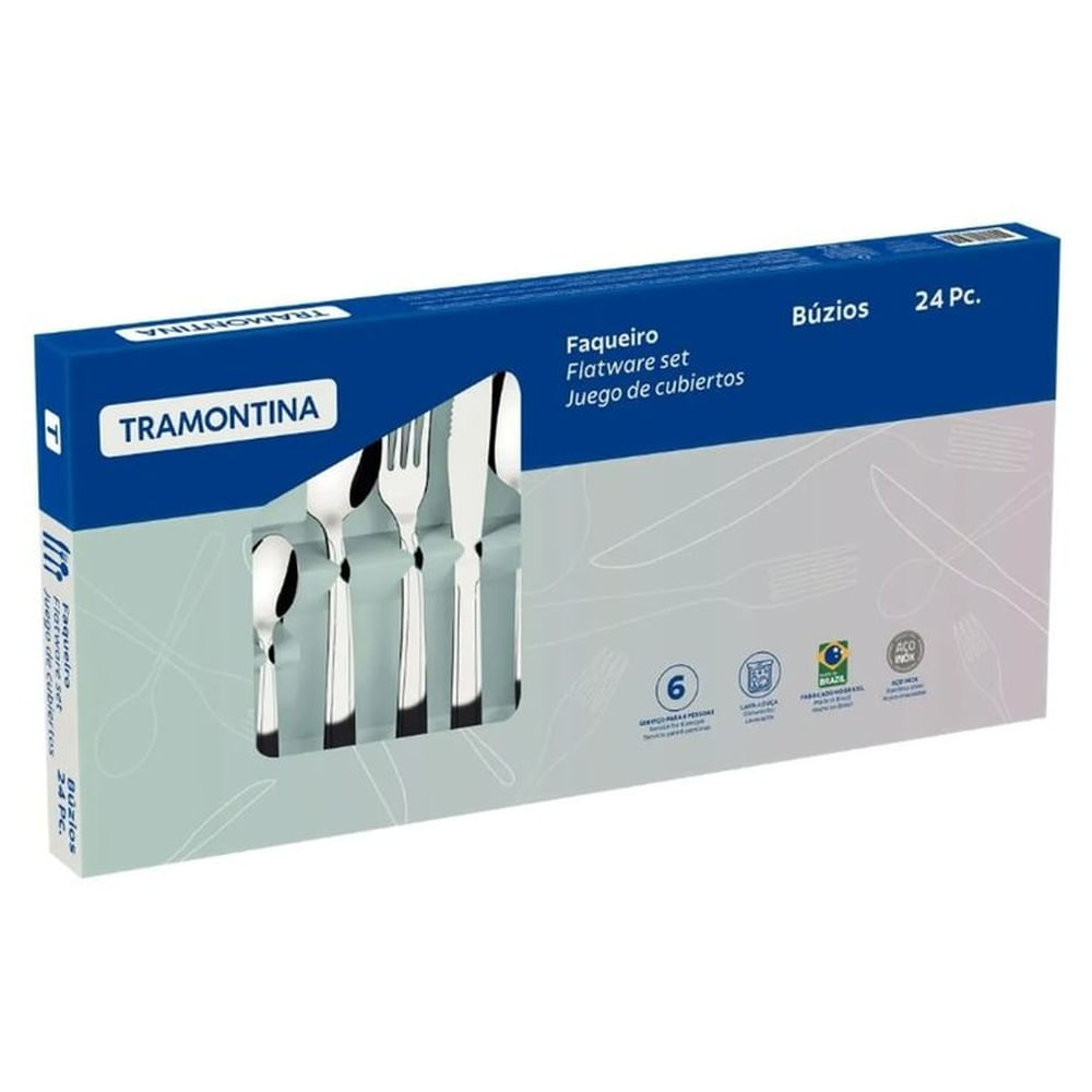 Juego de Cubiertos Tramontina 24 Piezas 100% Acero Inoxidable