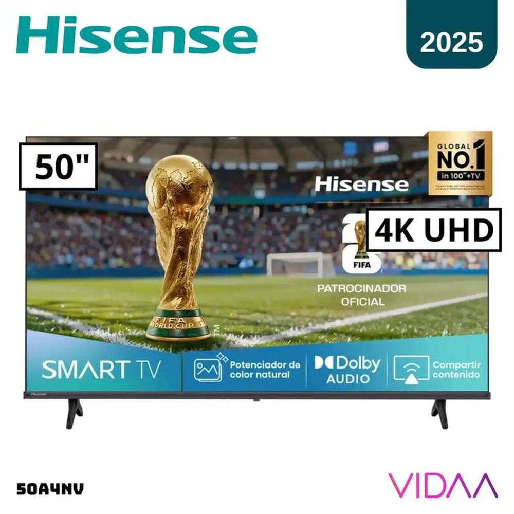 TELEVISOR HISENSE 50 SMART TV VIDAA 4K UHD LED 2025 - 50A4NV