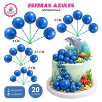 Esferas Decorativas Azul para Repostería - 40 unidades