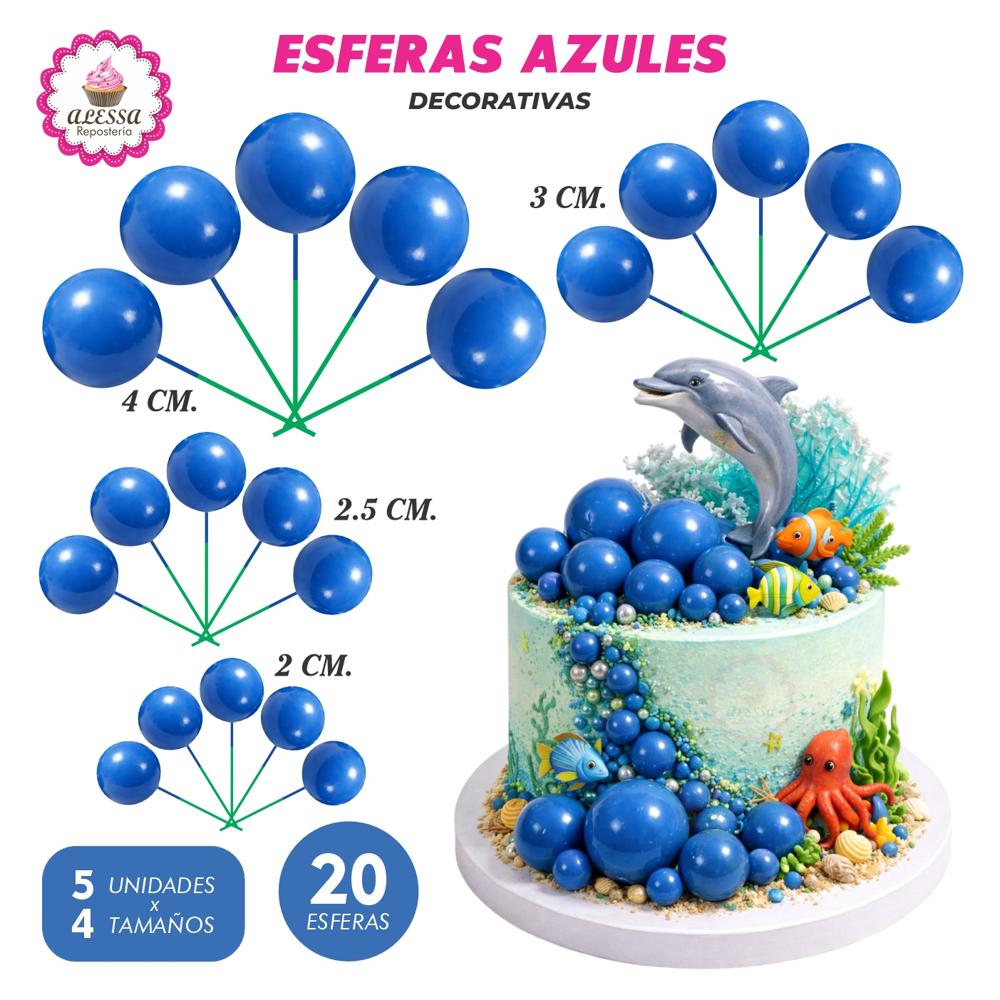 Esferas Decorativas Azul para Repostería - 40 unidades