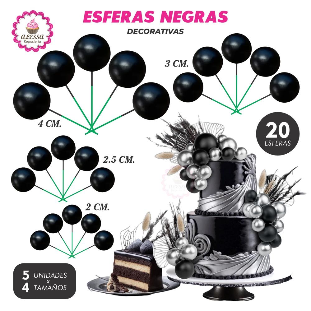 Esferas Decorativas Negro para Repostería - 40 unidades