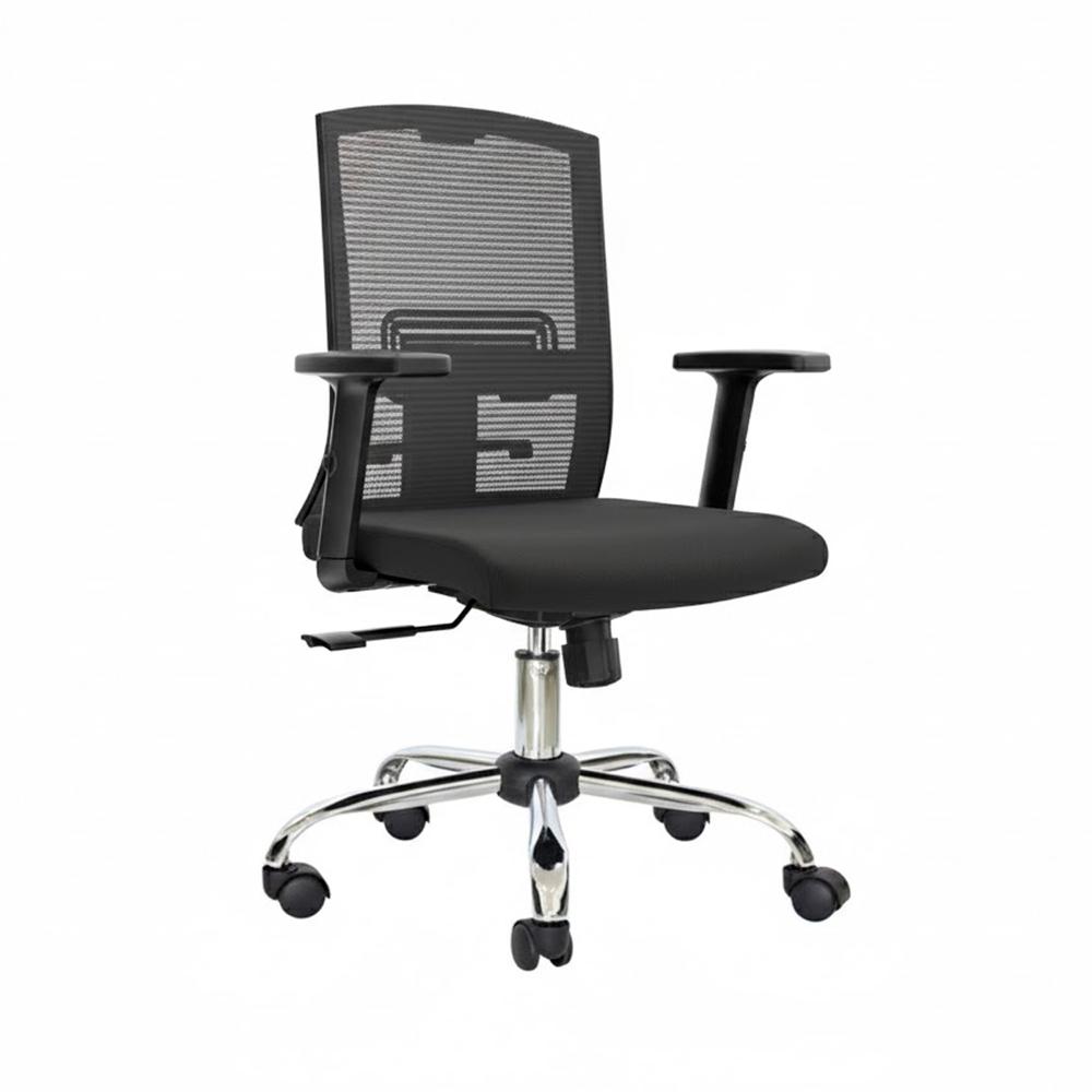 Silla Ergonómica Monk Semireclinable Gerente Cromado Negro Ofideas