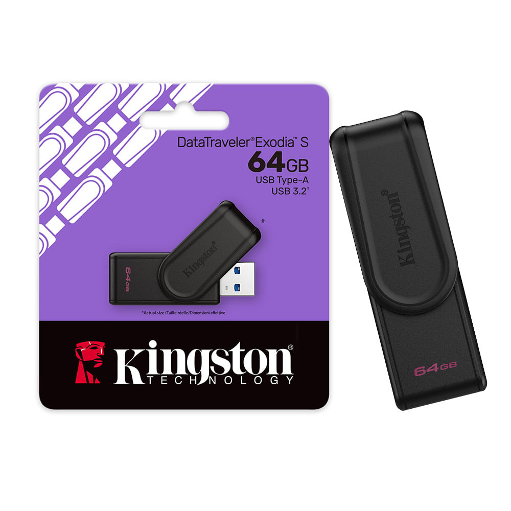 Memoria Flash USB Kingston DataTraveler Exodia S 64GB USB 3.2 Gen 1 Negro