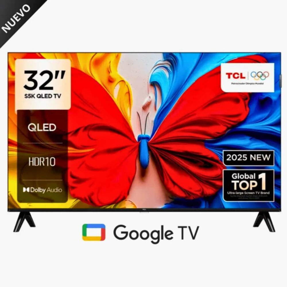 Televisor TCL 32"" QLED FHD Smart Google TV 32S5K Año 2025