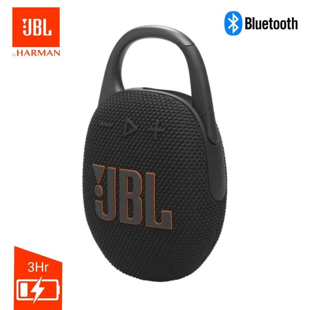 Parlante JBL Clip 5 Bluetooth 5.3 Portátil Acuático IP67- Negro