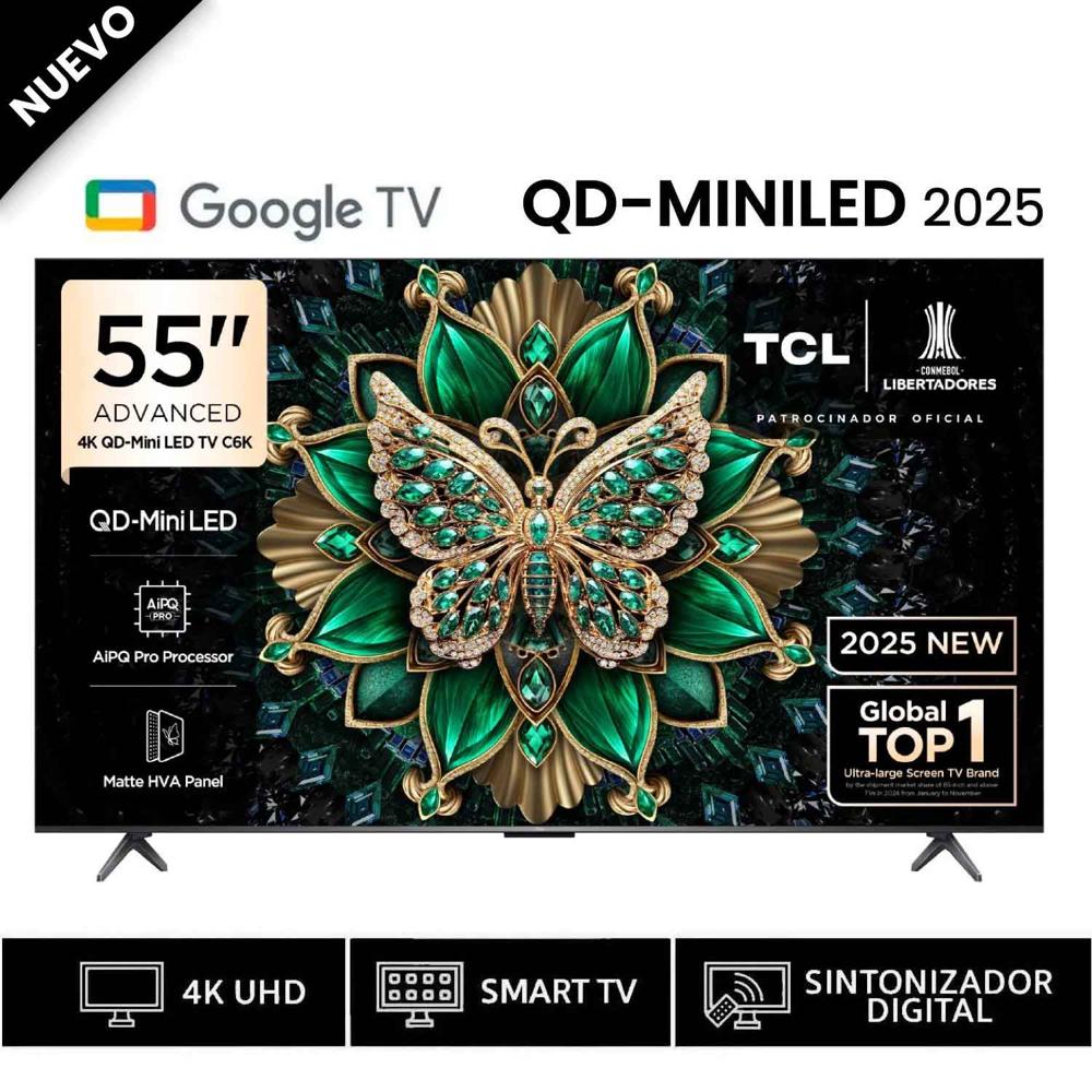 Televisor TCL 55 Pulg  Qd Miniled 4K 55C6K Google TV 2025