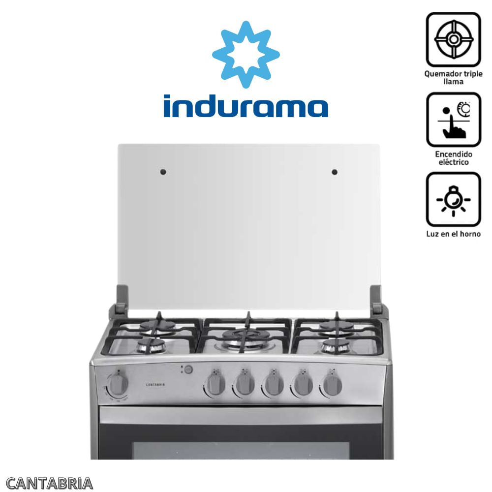 COCINA INDURAMA 5 HORNILLAS COLOR CROMA MOD CANTABRIA