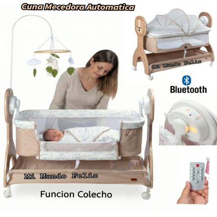 Cuna para Bebe Electrica a Control con Tul Gray