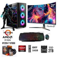 Computadora PC GAMER RYZEN 7-5700G RAM 16GB  DISCO SOLIDO SSD 2TB MONITOR 27