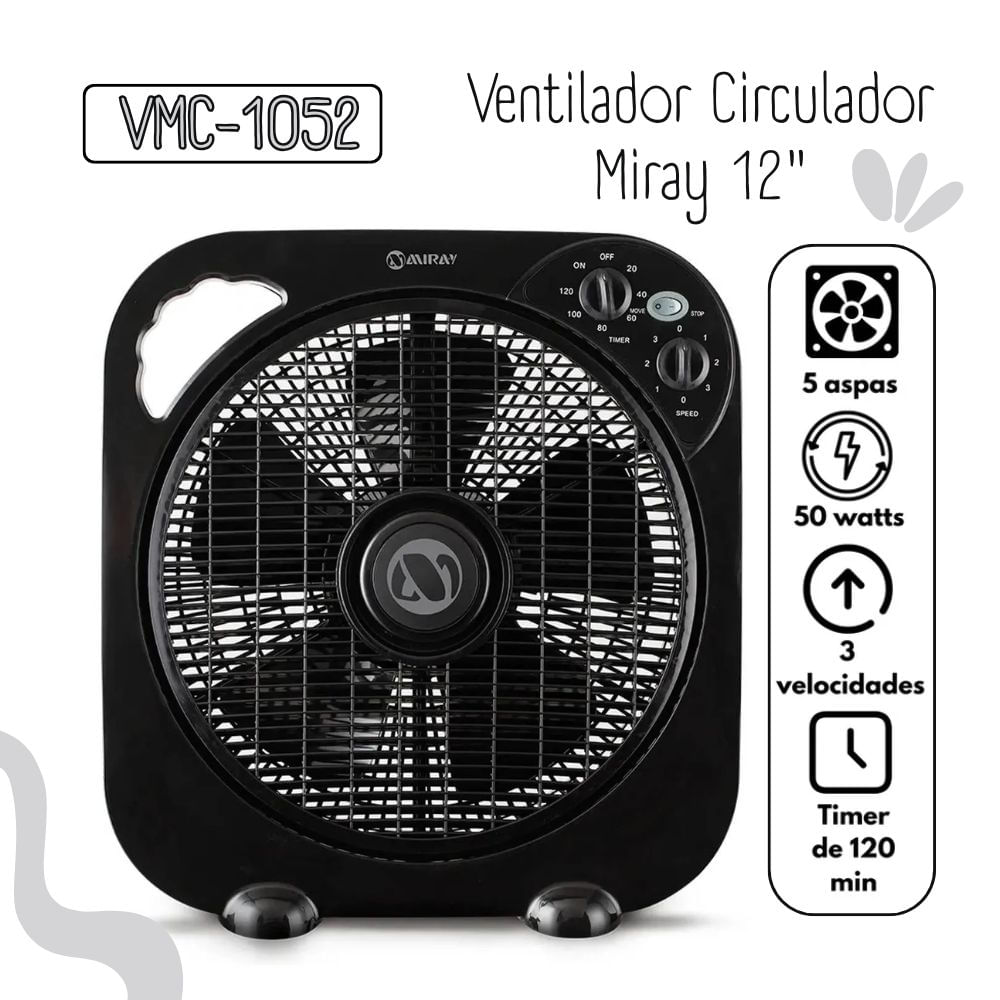 Ventilador Circulador 12 Negro VMC-1052