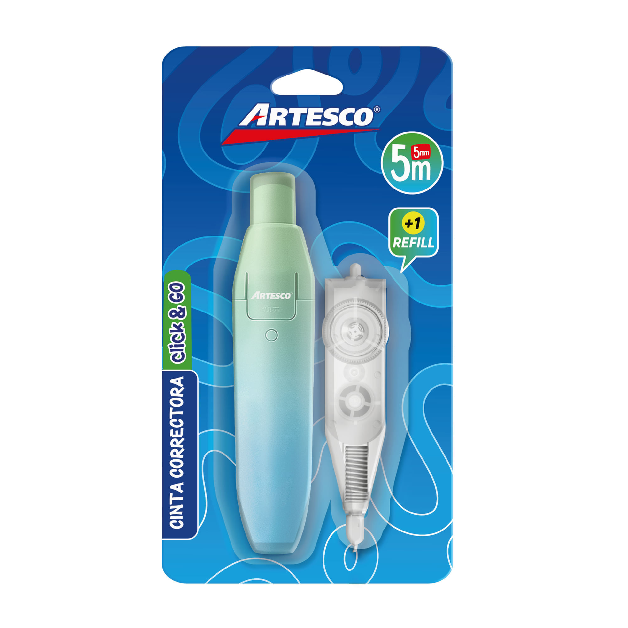 Cinta Correctora ARTESCO Click & Go 5mm x5m + 1 Refill