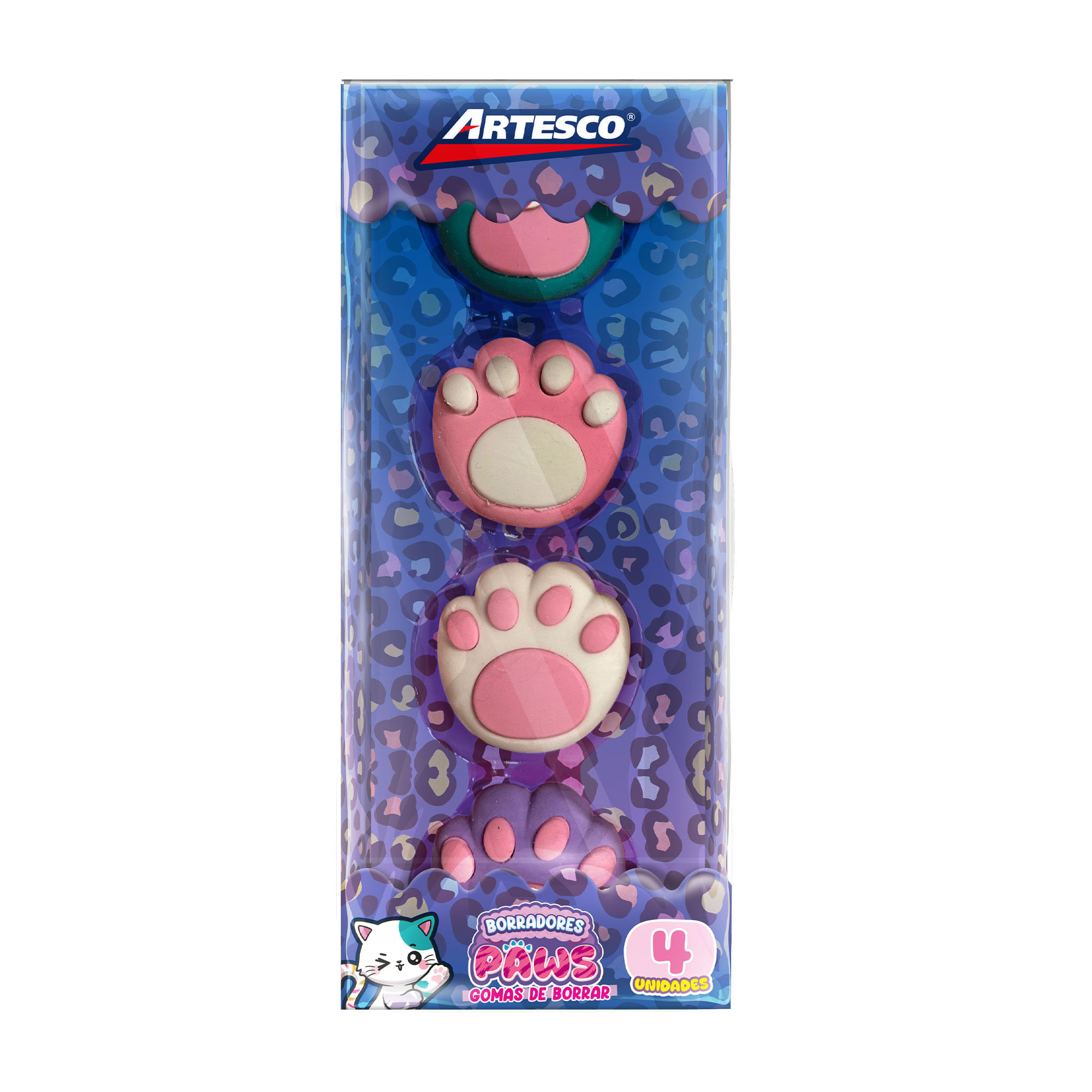 Borrador Paws garritas rosa ARTESCO x4un