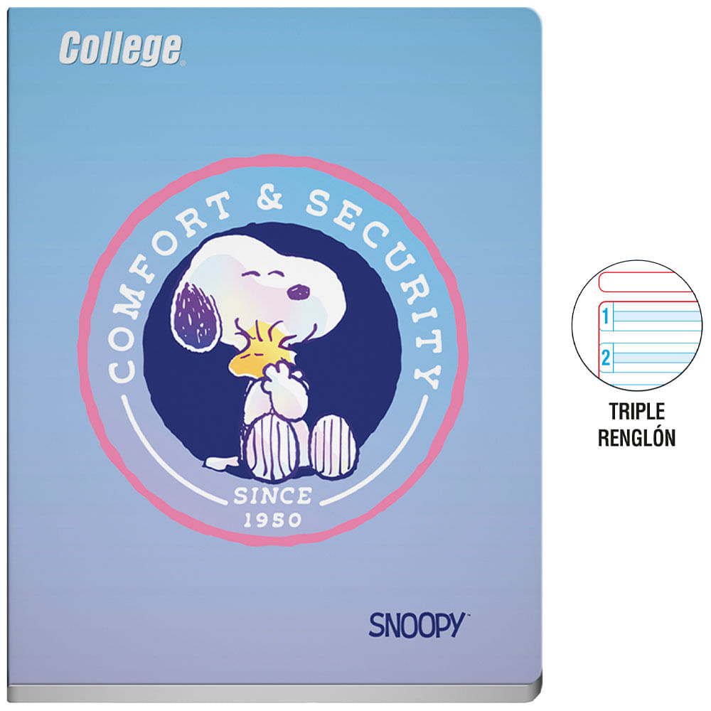 Cuaderno COLLEGE Deluxe Triple Renglón Snoopy
