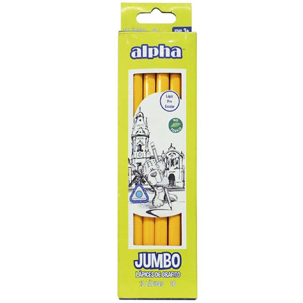 Lápices ALPHA 2B Jumbo Amarillo 12un