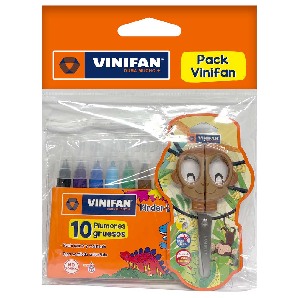 Pack VINIFAN Kinder (1 Tijera + 1 Estuche Plumones)