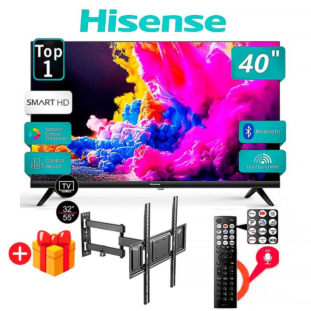 Televisor Hisense 40 Pulg LED FHD 40A4K Negro con RACK MOVIL