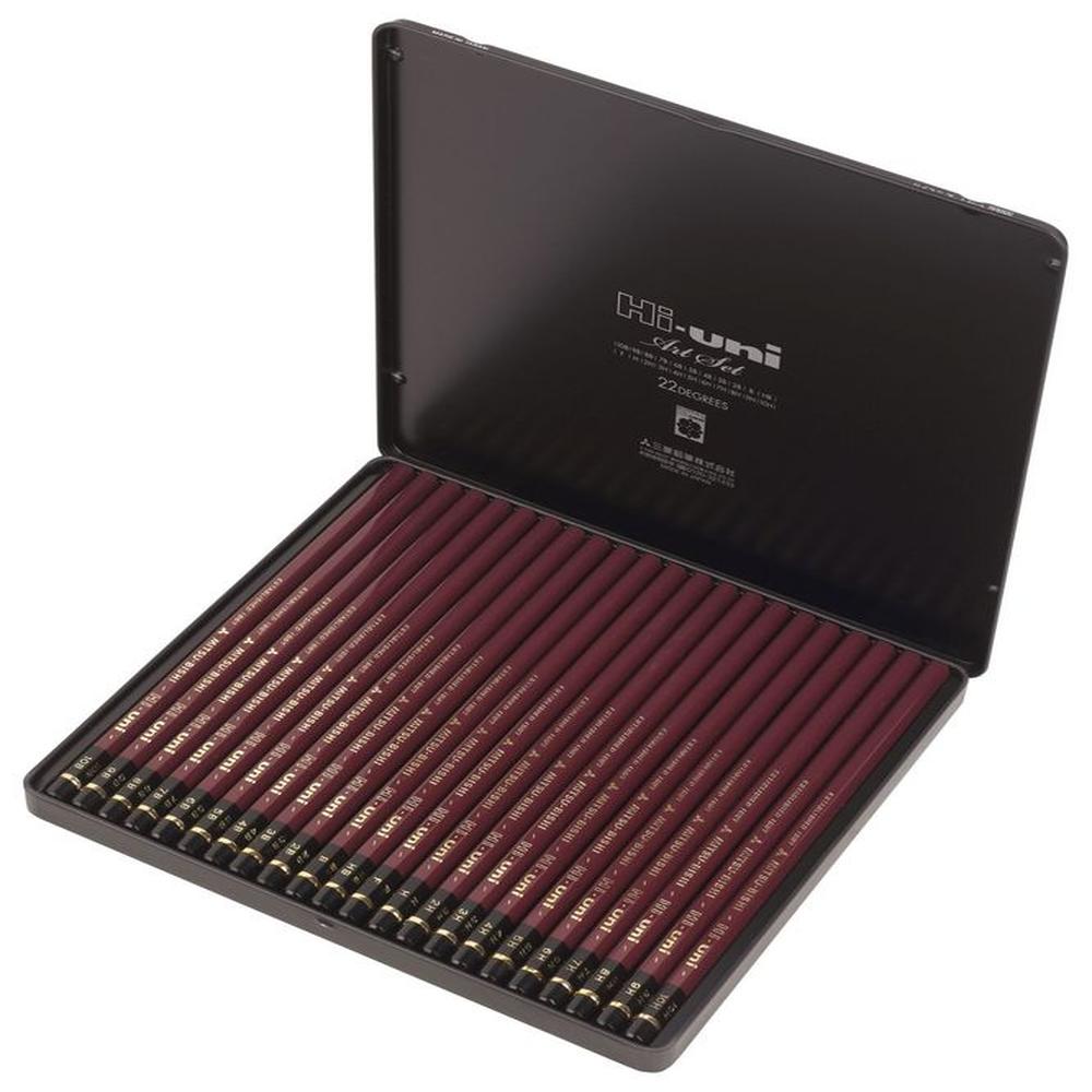 Uni Set de lápices de grafito profesional Hi-Uni x22