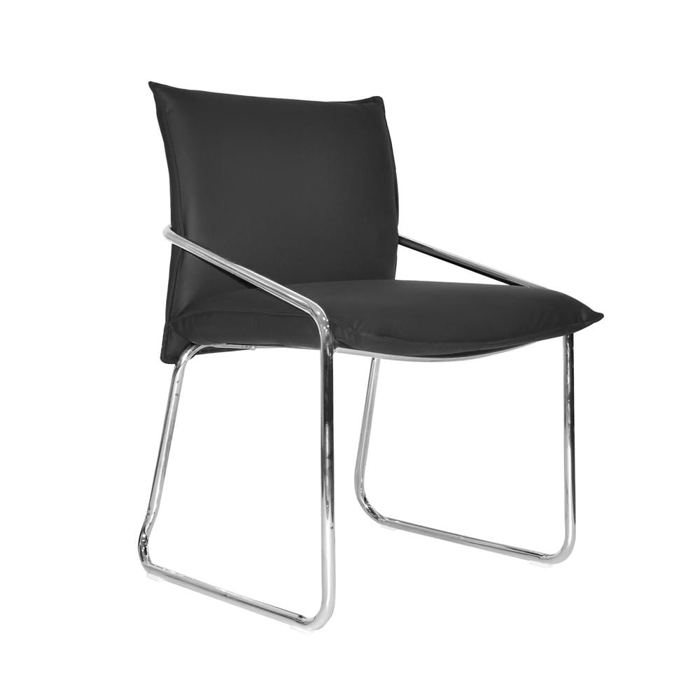 Silla Fija De Espera Lite Cuero Negro Ofideas