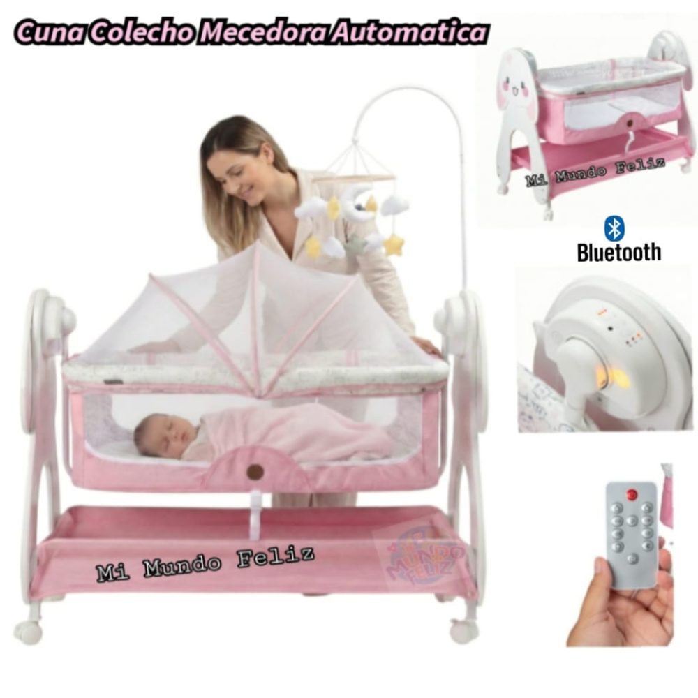 Cuna para Bebe Tul Colecho Mecedor Electrico Rosa