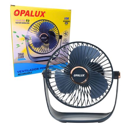 Ventilador Portátil Recargable Opalux Azul 5 Velocidades Con Luz LED OP-TF60-AZ Ventilador Portátil Recargable Opalux Azul 5 Velocidades Con Luz LED OP-TF60-AZ