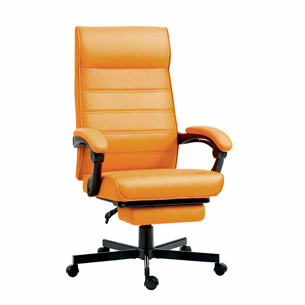 Silla Gerencial Reclinable Con Base de Acero y Reposapies Thrax - Ladrillo