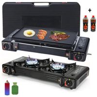 Cocina a Gas Portatil 2 Hornillas 2 en 1 con Parrilla más Gas