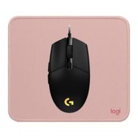 COMBO LOGITECH MOUSE G203 NEGRO Y PAD MOUSE 200X230 ROSADO