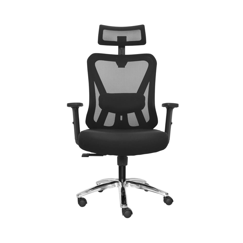 Silla Ergonómica Dolfin Syncro Brazos 3D Presidente Cromado Negro Ofideas