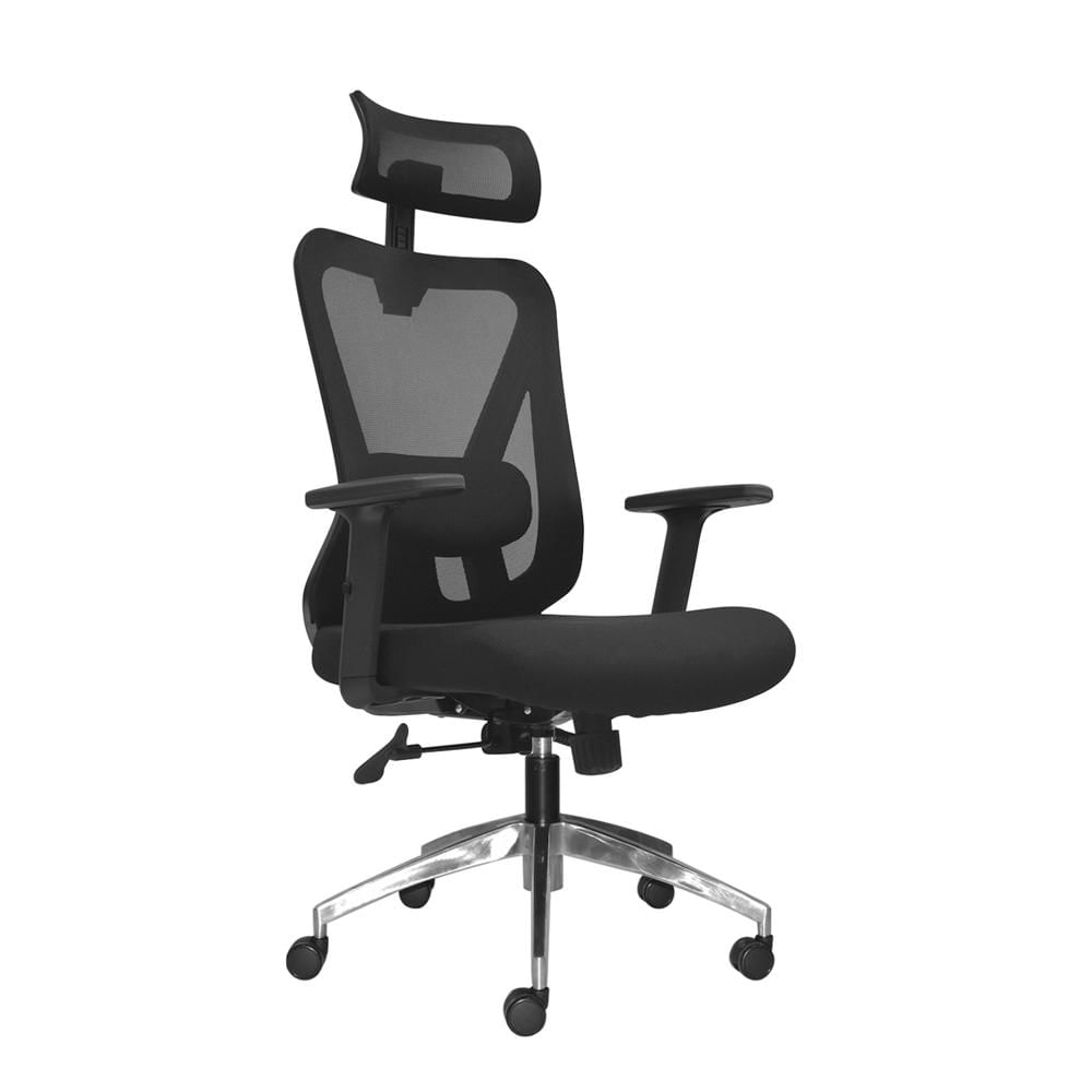 Silla Ergonómica Dolfin Lap Brazos 1D Presidente Aluminio Negro Ofideas