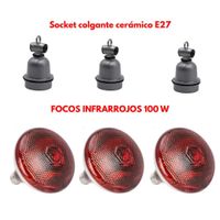COMBO 3 SOCKETS CERÁMICOS E27 3 FOCOS INFRARROJOS 100W