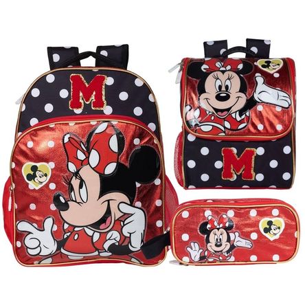 Pack Escolar Mochila Minnie Mouse Roja Oficio Pack Escolar Mochila Minnie Mouse Roja Oficio