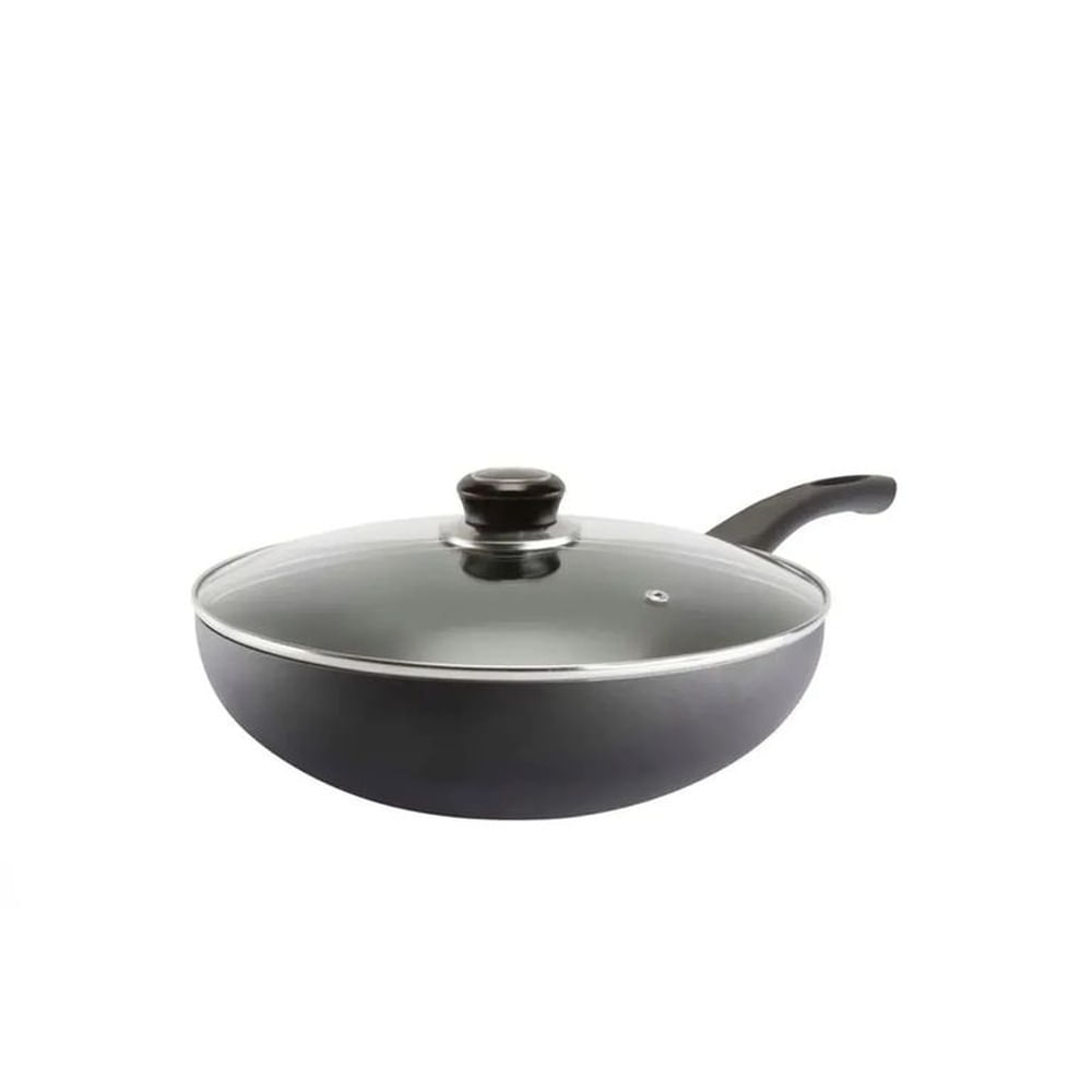 SARTEN WOK RECORD ANTIADHERENTE CON TAPA DE VIDRIO N30