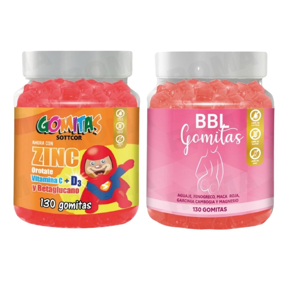 PACK 2 GOMITAS ZINC OROTATE NIÑOS 130UND + GOMITAS AGUAJE BBL 130UND PACK 2 GOMITAS ZINC OROTATE NIÑOS 130UND + GOMITAS AGUAJE BBL 130UND