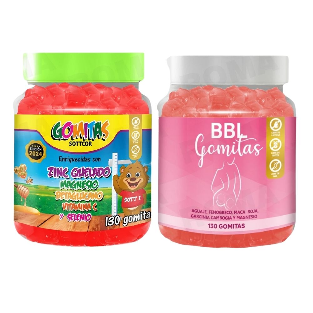 PACK 2 GOMITAS ZINC QUELADO NIÑOS + GOMITAS AGUAJE BBL 260 UND PACK 2 GOMITAS ZINC QUELADO NIÑOS + GOMITAS AGUAJE BBL 260 UND
