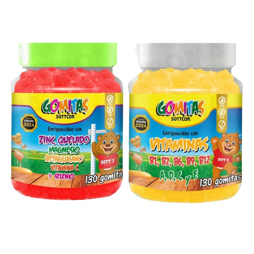 PACK 2 GOMITAS ZINC QUELADO NIÑOS + VITAMINAS PARA NIÑOS 260 UND PACK 2 GOMITAS ZINC QUELADO NIÑOS + VITAMINAS PARA NIÑOS 260 UND