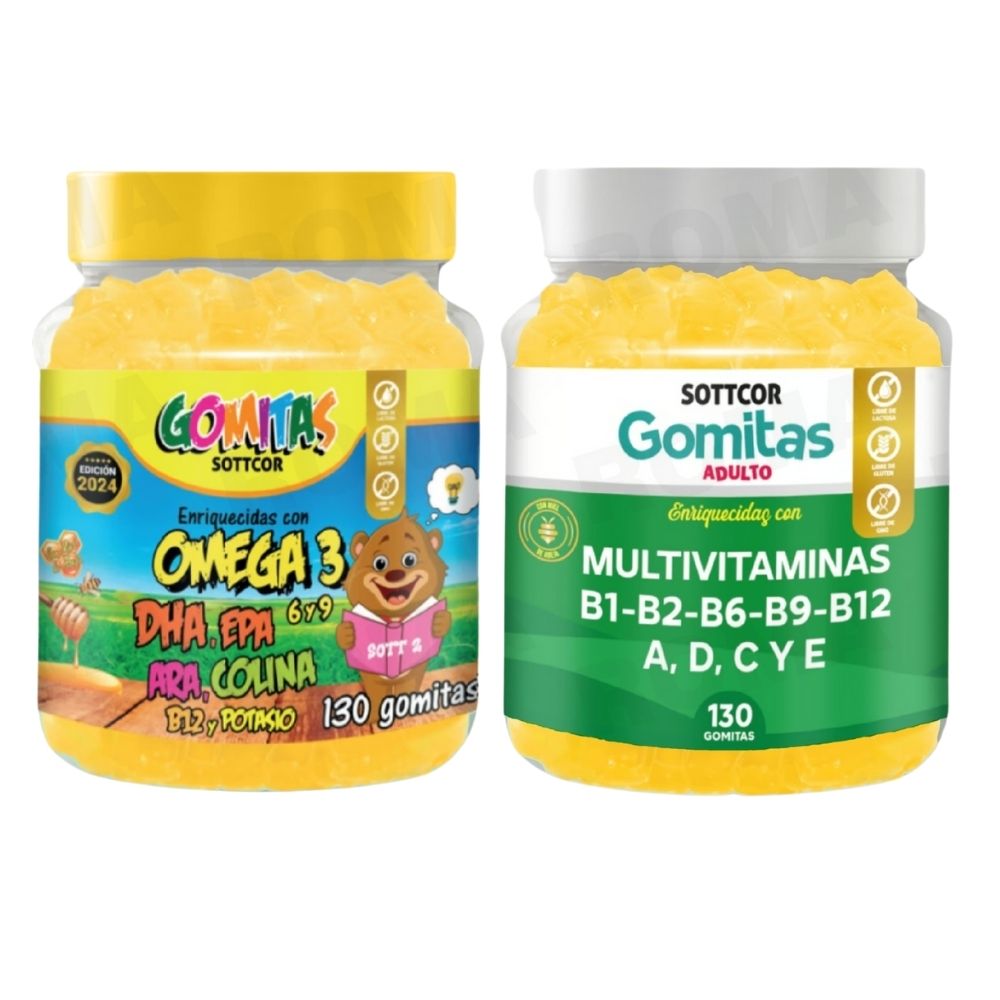 PACK 2 GOMITAS VITAMINAS PARA NIÑOS + MULTIVITAMINAS ADULTOS 260 UND PACK 2 GOMITAS VITAMINAS PARA NIÑOS + MULTIVITAMINAS ADULTOS 260 UND