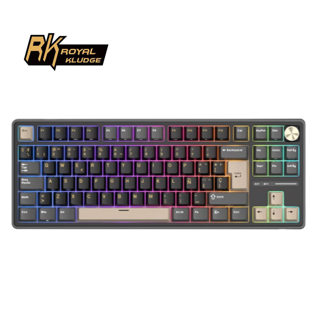 TECLADO ROYAL KLUDGE RK-R87PRO TKL CABLEADO PHANTOM - CREAMY TECLADO ROYAL KLUDGE RK-R87PRO TKL CABLEADO PHANTOM - CREAMY