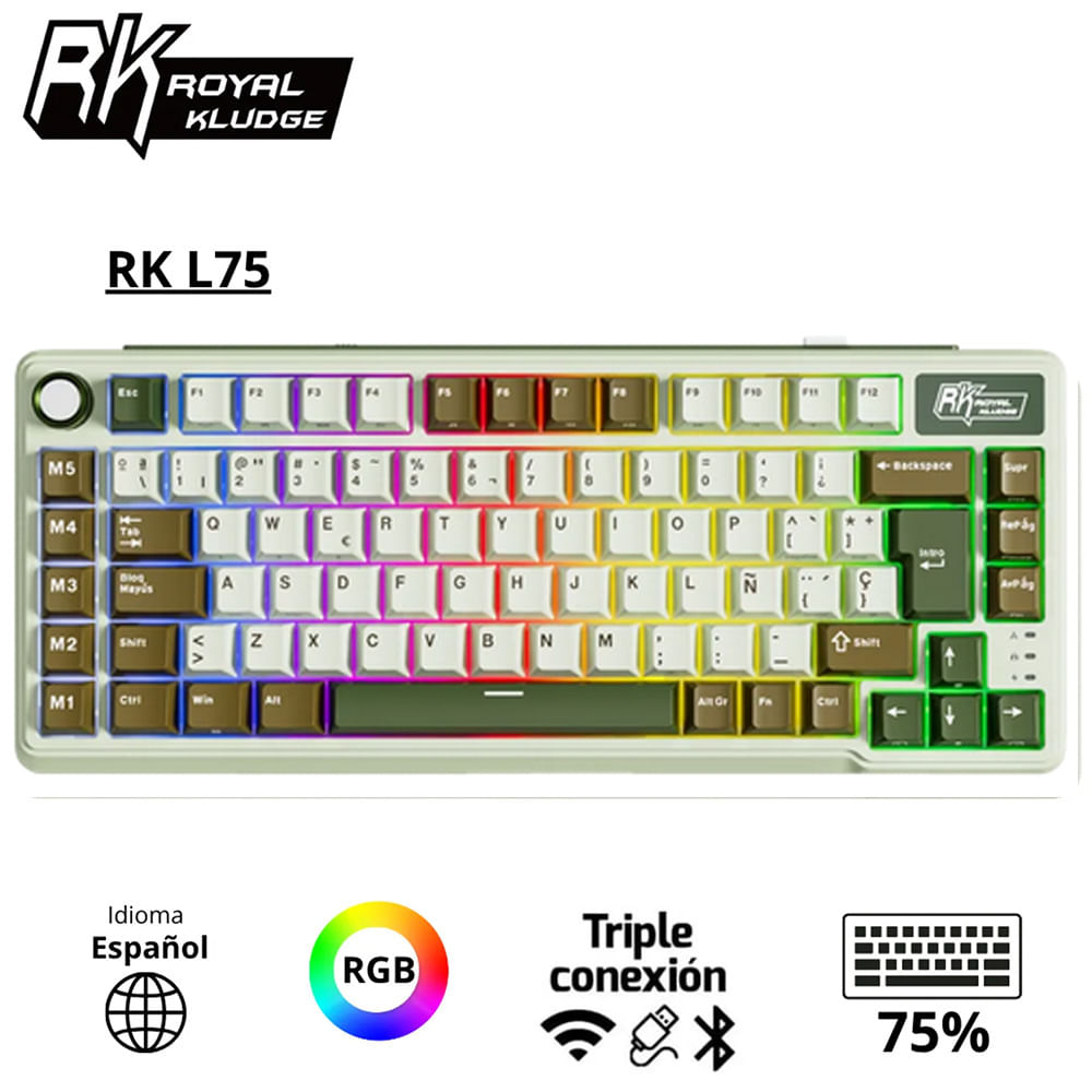 TECLADO GAMER ROYAL KLUDDE RK-L75 PALM GREEN-CREAMY