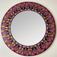 Espejo decorativo de pared Reya Mándala Morado y Rosado 50 cm