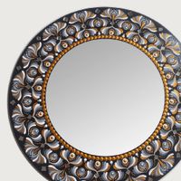 Espejo decorativo de pared Reya Mándala Gris y Dorado 50 cm