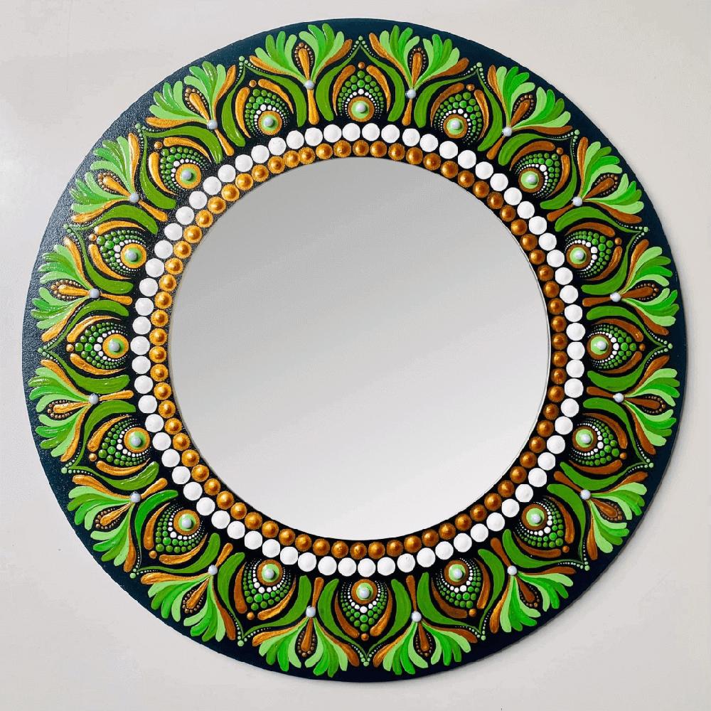 Espejo decorativo de pared Reya Mándala Verde 50 cm Espejo decorativo de pared Reya Mándala Verde 50 cm