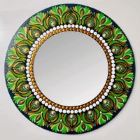 Espejo decorativo de pared Reya Mándala Verde 50 cm