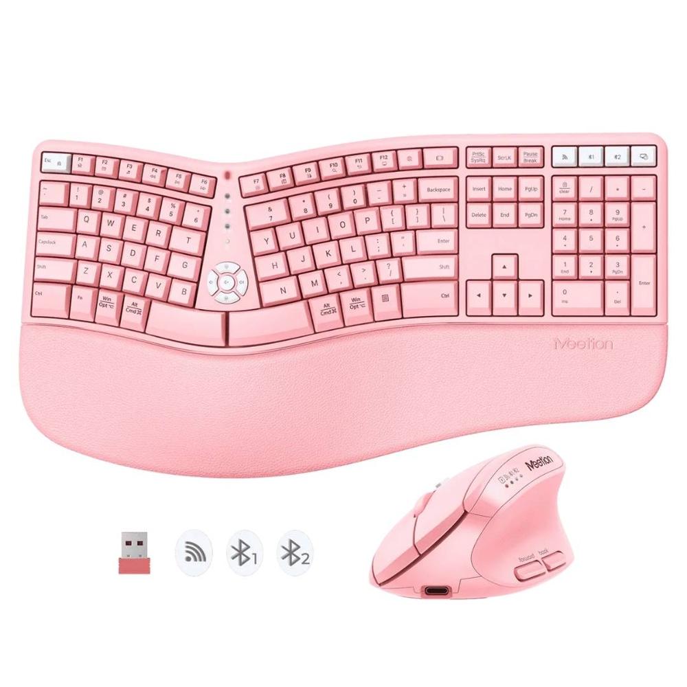 Combo Teclado con Mouse Recargable MEETION Director C2 ROSADO