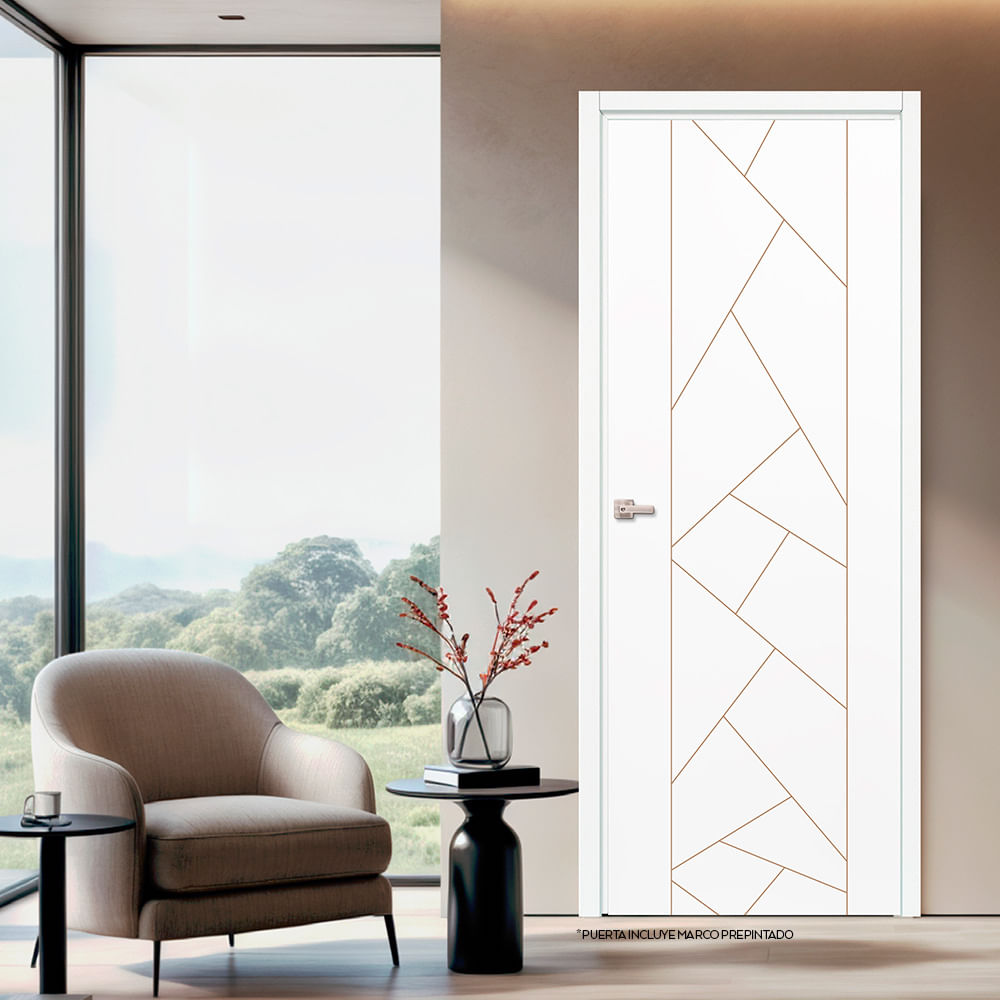 Combo Ares: Puerta Nathaly HDF/Pino 35x850x2100mm + Marco 32x60x2120mm