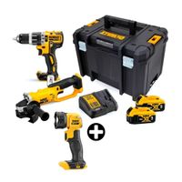 COMBO Taladro 1/2"" 20V + Esmeril 4-1/2"" 20V DCK209P2T Dewalt + Linterna LED Dewalt Modelo DCL040 20V