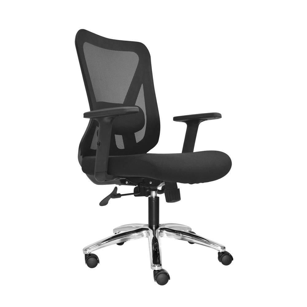 Silla Ergonómica Dolfin Lap Brazos 1D Gerente Cromado Negro Ofideas
