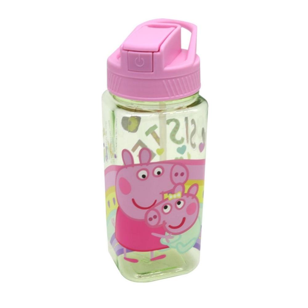 Tomatodo Escolar Botella Con Cañita Peppa Pig y hermanita Evie 500 ML