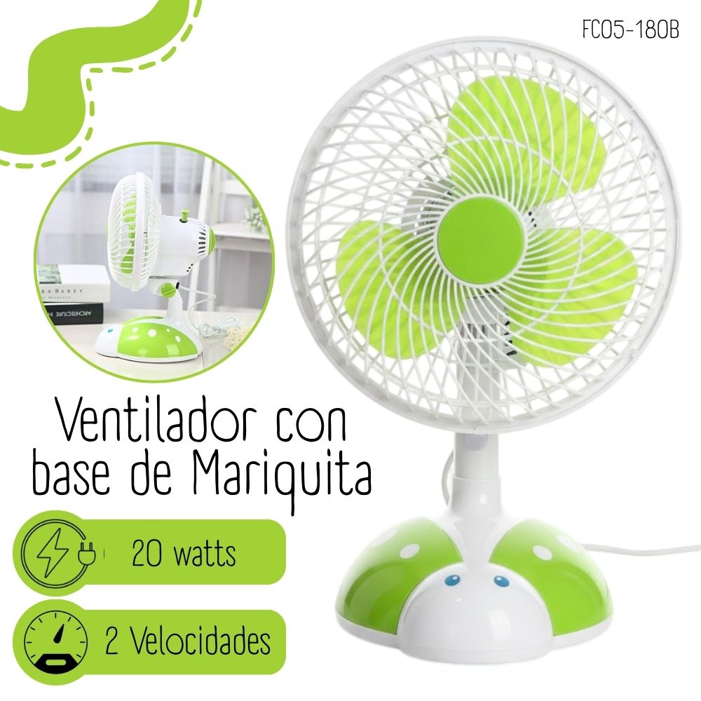 Ventilador con base de Mariquita VERDE