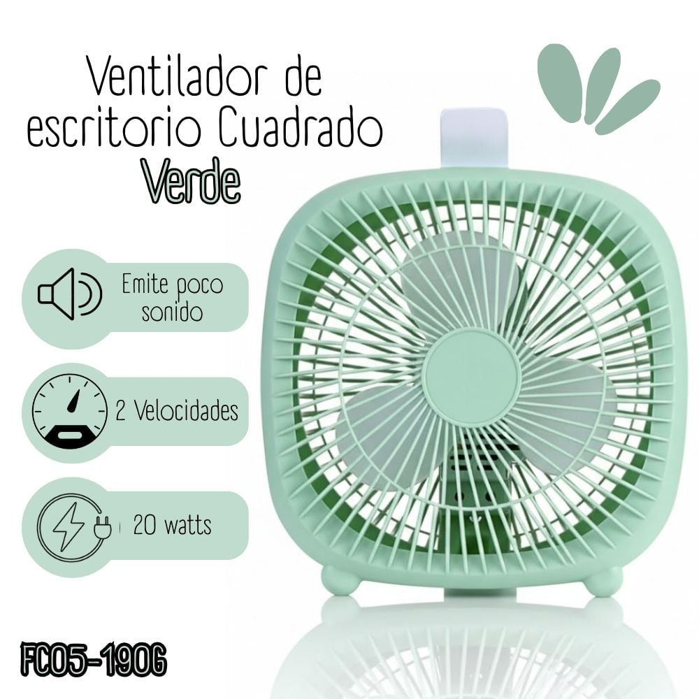 Ventilador de escritorio Cuadrado Verde